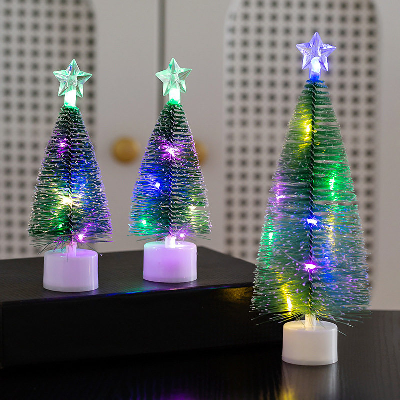 仿真迷你圣诞树沾白松针圣诞节