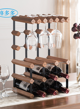 格多多实木家用简约红酒架展示架高脚杯挂杯酒架葡萄酒架沙比利木