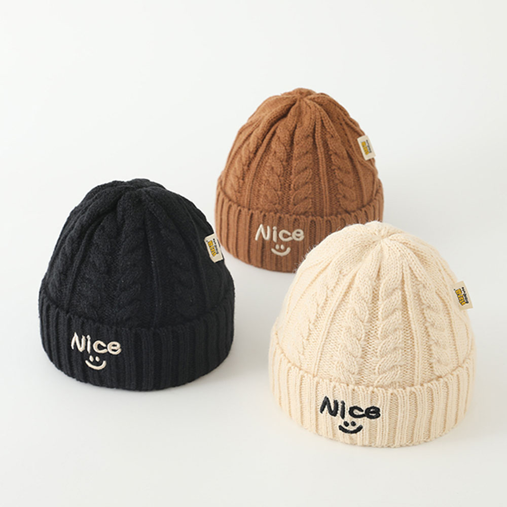 韩版儿童帽子秋冬Nice字母针织