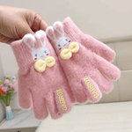 儿童手套秋冬季薄款女大童保暖可爱五指女童加绒骑车防冻女孩公主