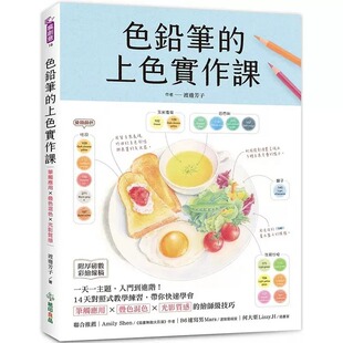 上色实作课 ：一天一主题 入门到进阶 预售 教学练习 色铅笔 14天对照式 带你快速学会笔触应用X叠色混色X光影 渡边芳子