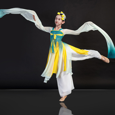 儿童古典舞水袖演出服惊鸿舞蹈服