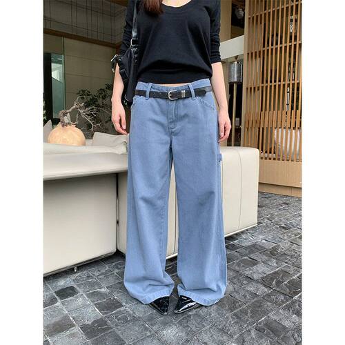 中腰口袋通勤女裤长裤牛仔设计
