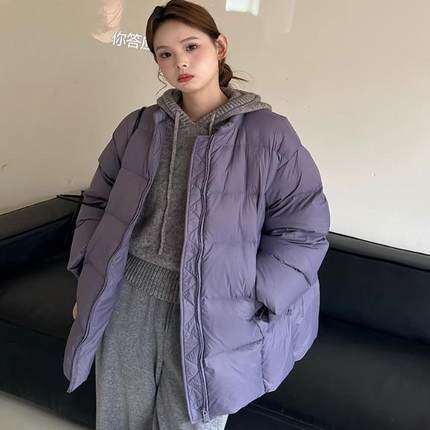 韩系立领羽绒服女冬季2024新款设计感小众中长款宽松保暖羽绒外套