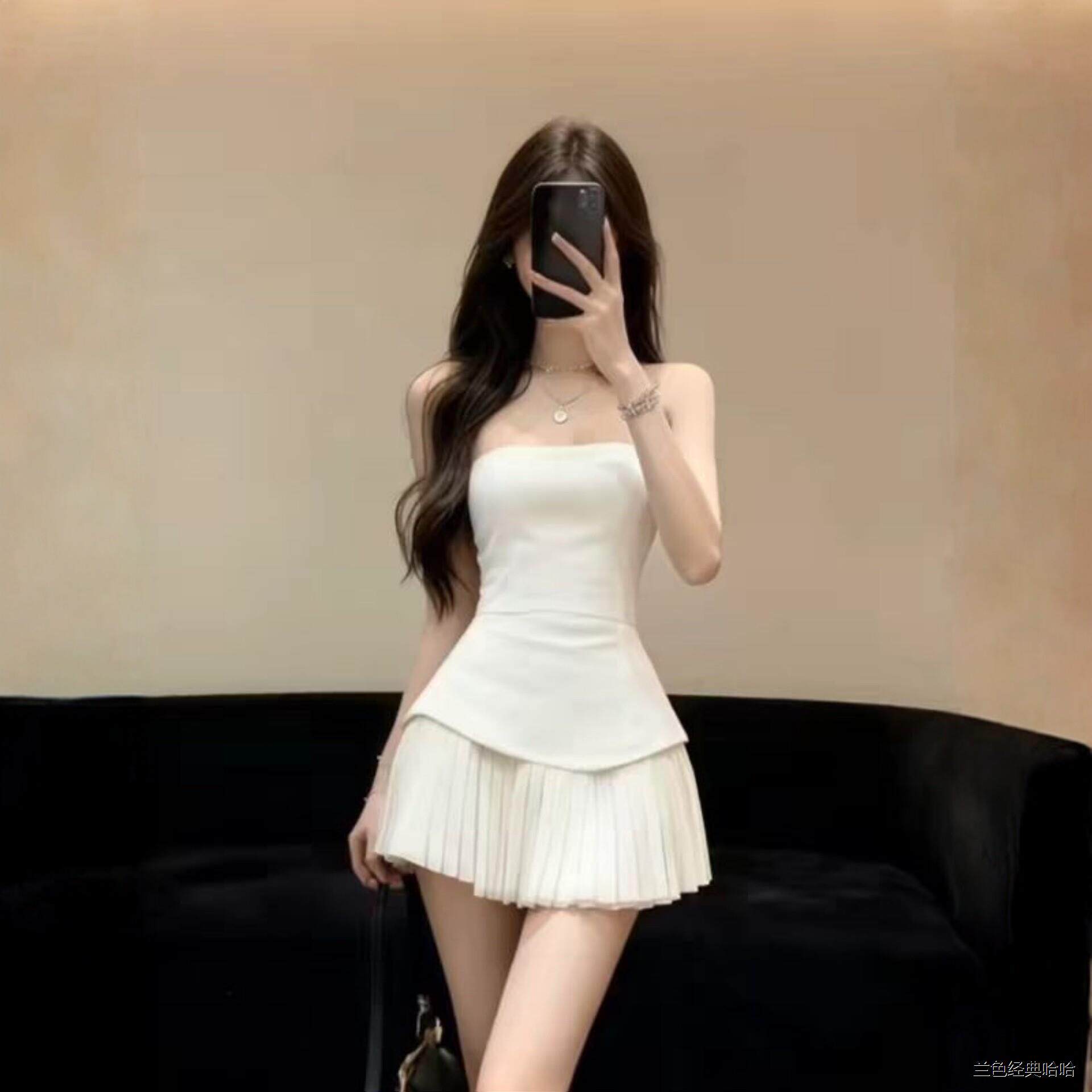 白色抹胸洋装女装小个子