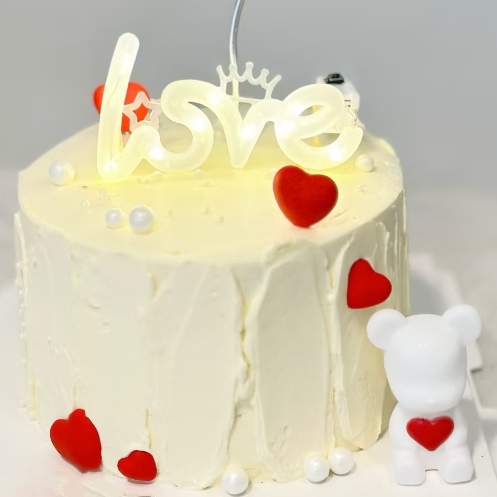 网红爱心小熊情人节蛋糕装饰暖色love灯摆件女友生日表白烘焙插件,节庆用品/礼品,节日装扮用品,淘宝优惠券,粉丝福利购,淘宝优惠卷