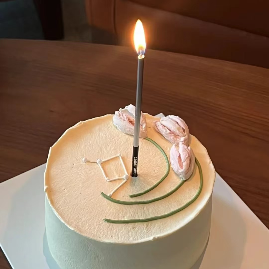 网红铅笔生日蜡烛蛋糕装饰彩色波浪盒长蜡烛成人儿童节日烘焙插件