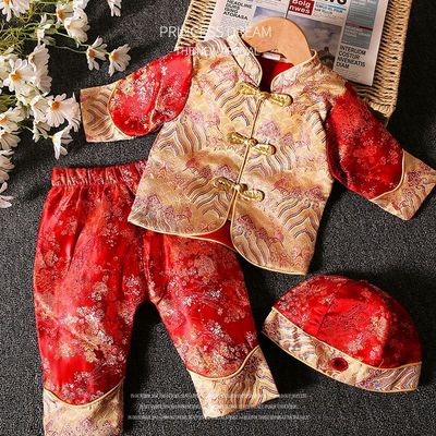 拜年服周岁礼服男宝中式洋气冬男童唐装儿童汉服婴儿过年喜庆衣服