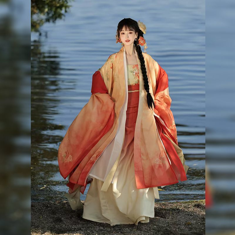 辰之美(花间月)原创汉服女宋制渐变超仙大袖衫一片齐腰八破裙