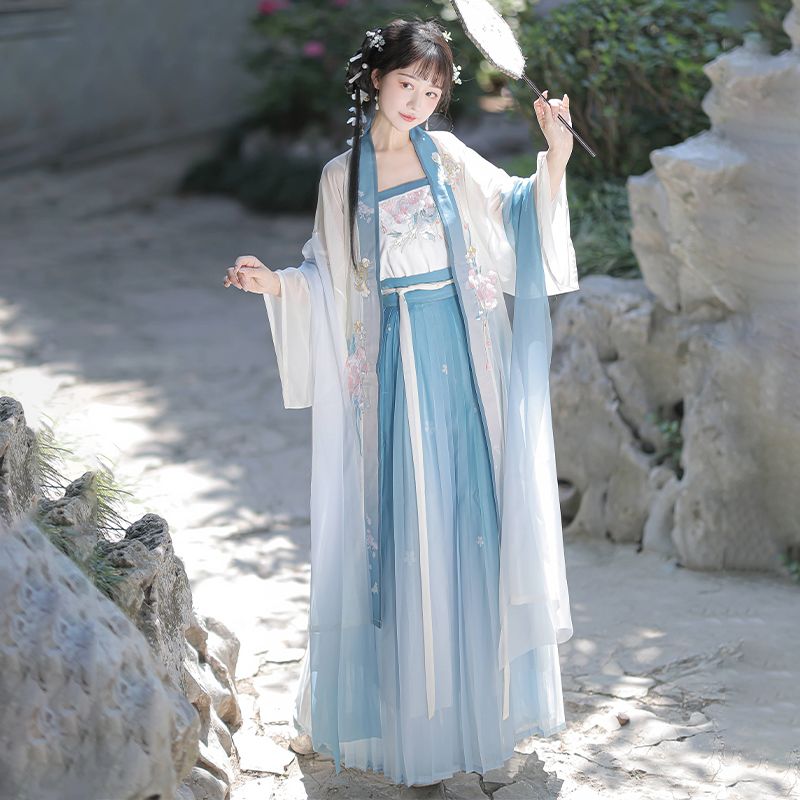 雨花央雪【山茶】原创宋制汉服女长干寺改良齐腰百褶裙日常清新夏