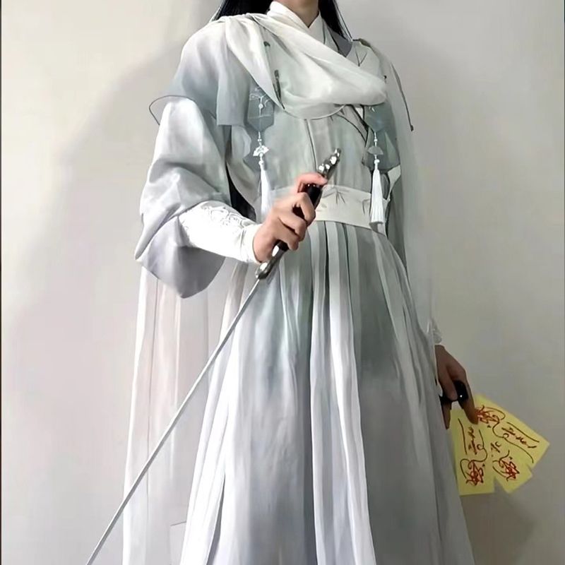 原创仙侠魏晋男女汉服改良武侠元素刺绣日常交领套装春夏