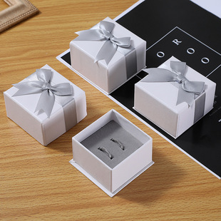 精美丝带蝴蝶结饰品盒 白色项链礼盒对戒耳钉首饰包装盒送礼礼盒