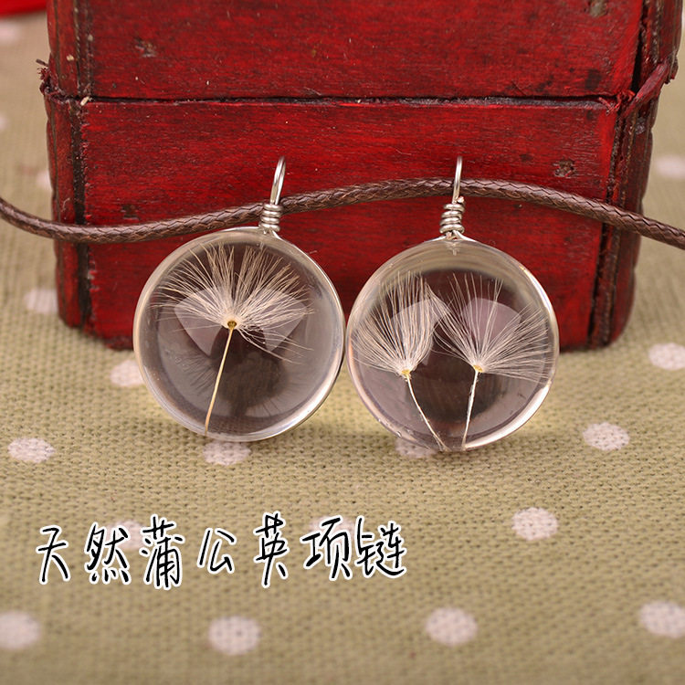 森系天然蒲公英干花项链 真花时光宝石玻璃球手工饰品毛衣链吊坠,饰品/流行首饰/时尚饰品新,项链,淘宝优惠券,粉丝福利购,淘宝优惠卷