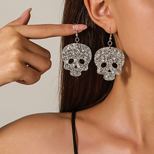 个性 风亚克力耳环夸张高级感幽灵BOO字母拼接亮片耳坠万圣节耳饰