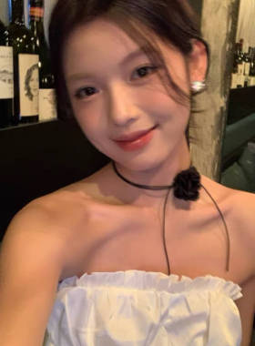 冷淡风暗夜玫瑰系带气质颈链项链女轻奢小众设计感高级甜酷锁骨链