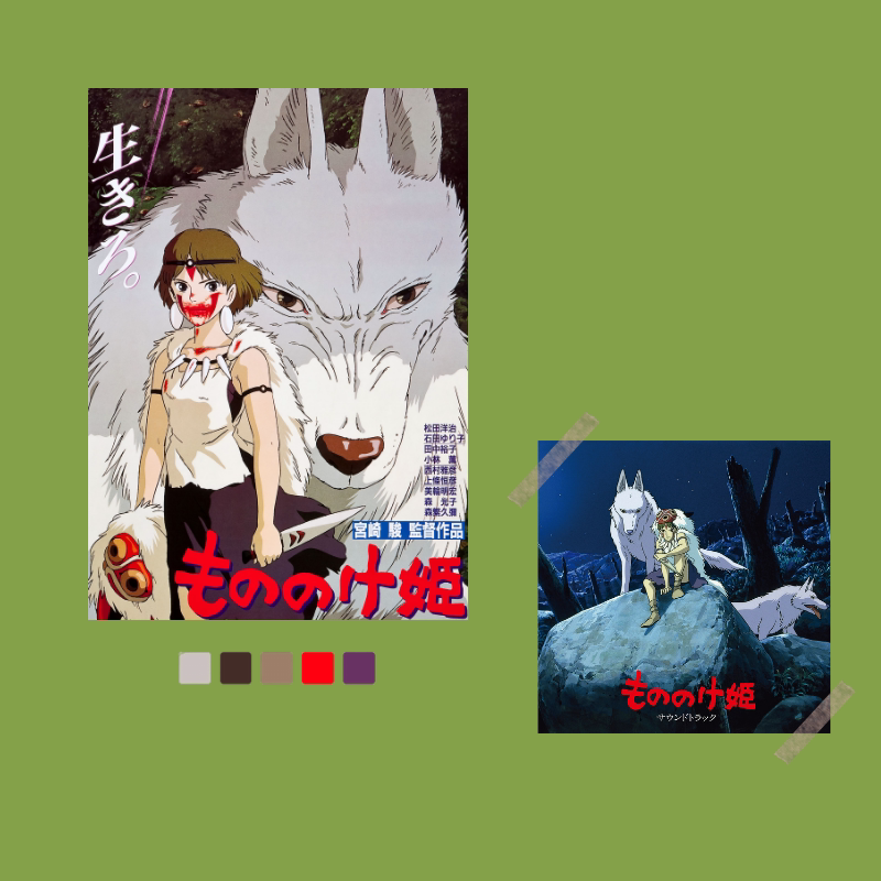 幽灵公主海报墙贴 宫崎骏电影日本动漫画报 宿舍床头背景装饰卡片