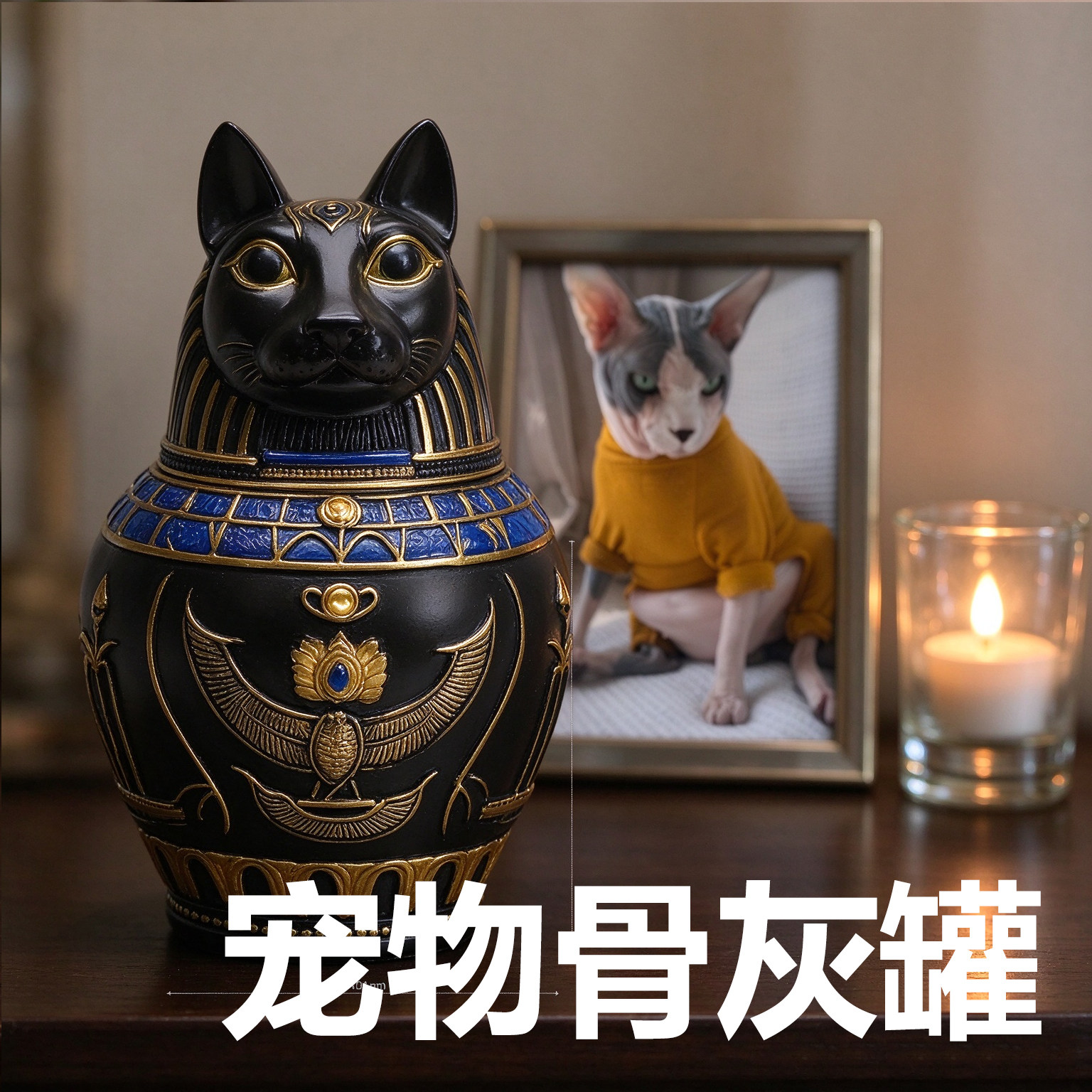 埃及风树脂贝斯特摆件家居装饰品阿努比斯宠物骨灰罐桌面工艺品新