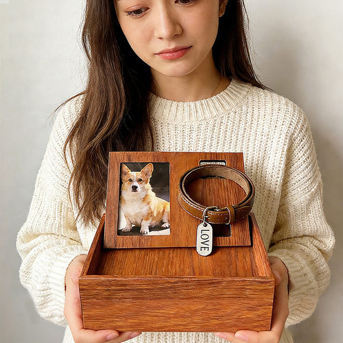 跨境木制宠物纪念骨灰盒木制带相框狗狗猫咪爱宠火葬盒宠物殡葬盒