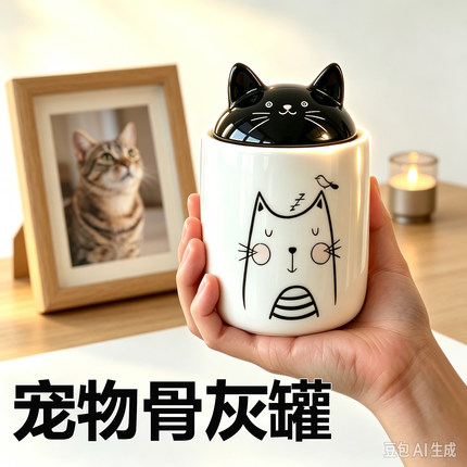 宠物棺材骨灰盒纪念火化狗狗猫咪纪念罐陶瓷殡葬用品宠物密封防潮