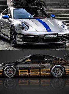 汽车用品保时捷911992车身英文字母PORSCHE贴纸 718车贴拉花GT3贴