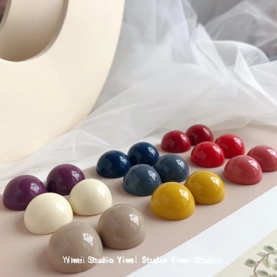 ins半丸彩色日系耳夹女