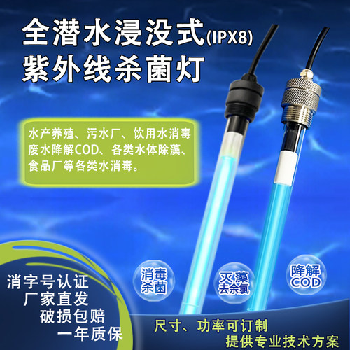 浸没式紫外灯杀菌除藻净水除臭