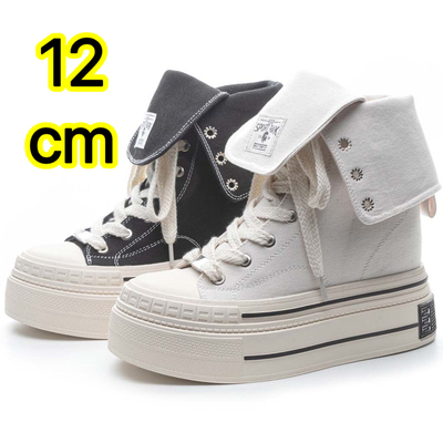 12cm隐形内增高帆布鞋超高跟板鞋