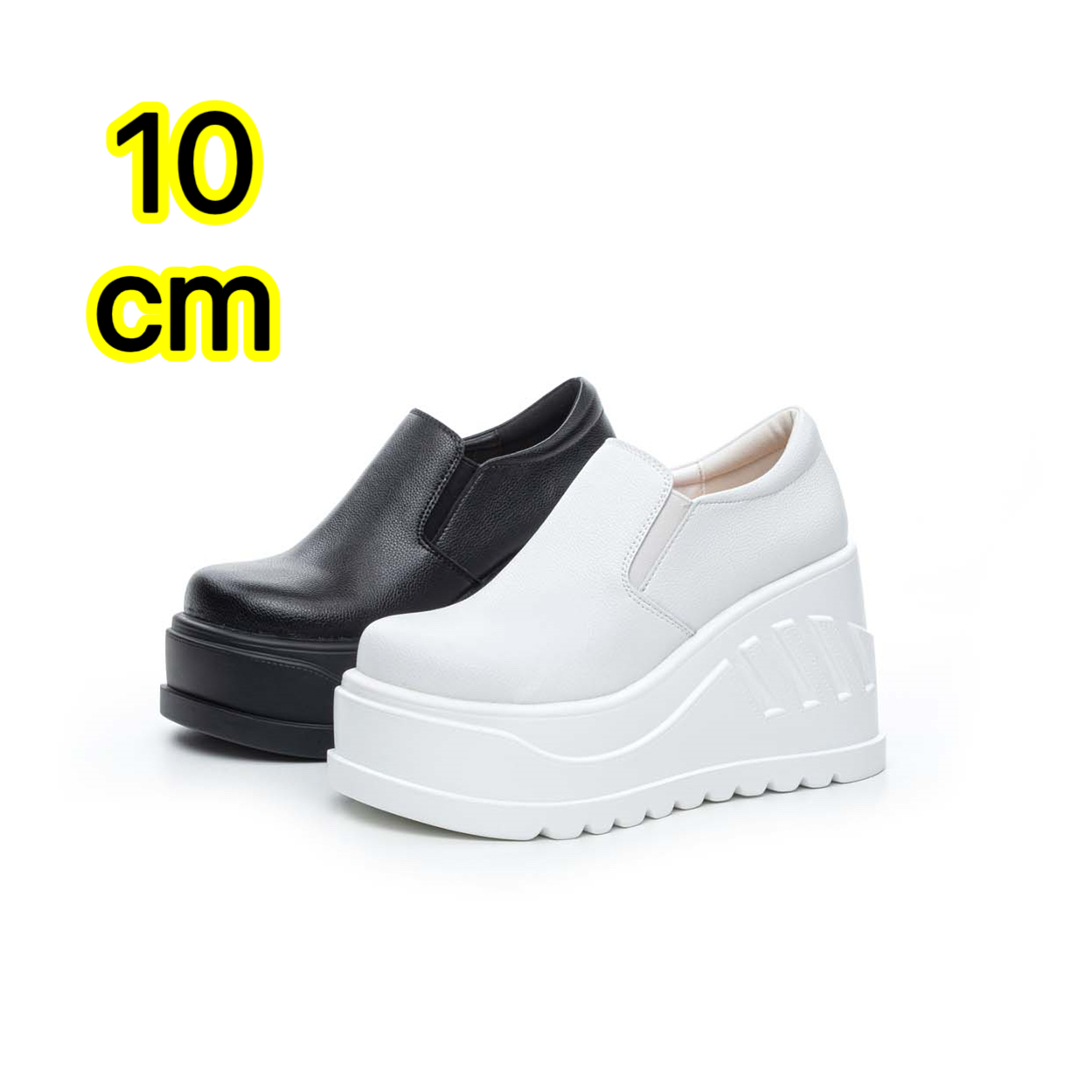 10cm厚底增高小白鞋懒人乐福鞋女