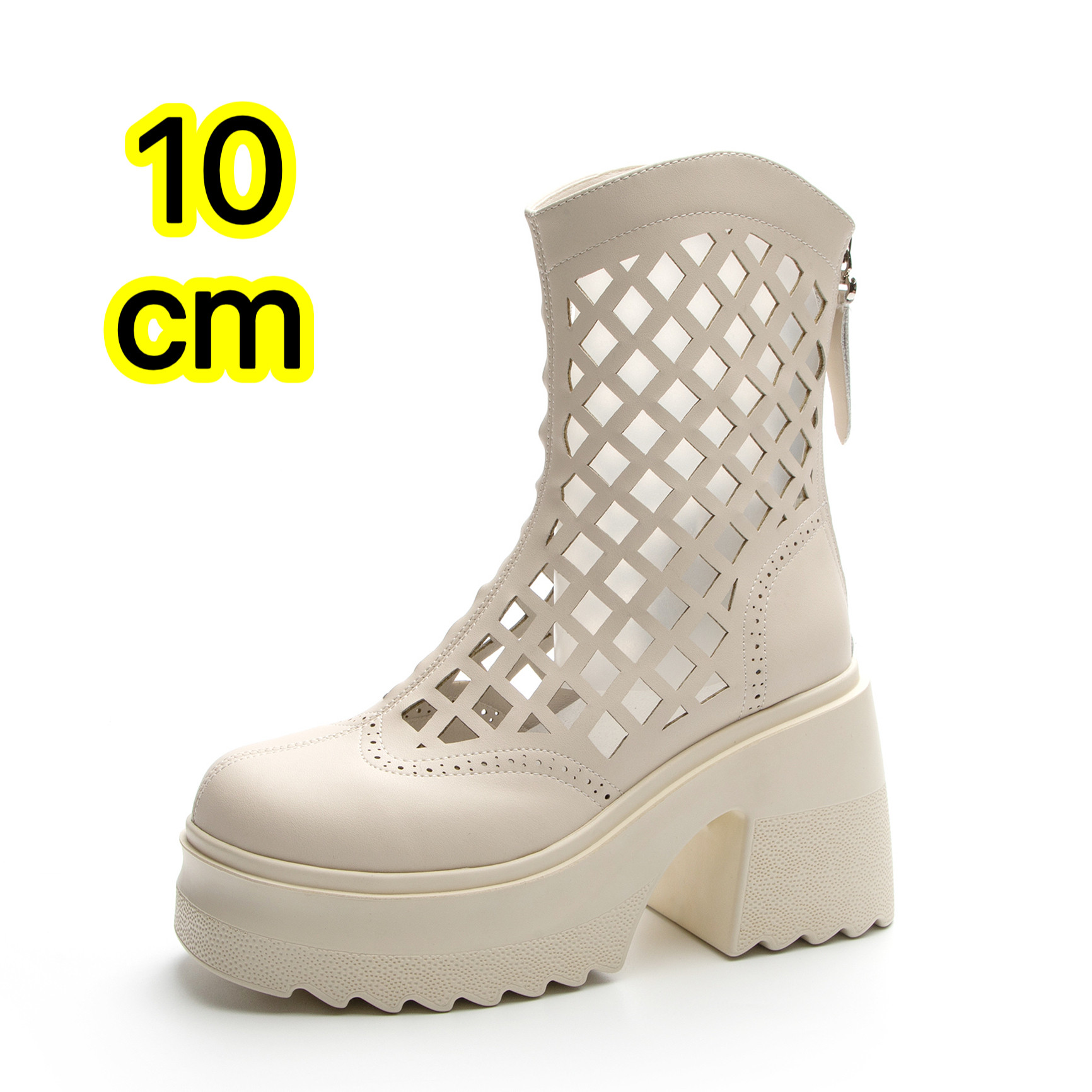 10cm镂空高跟靴女短靴厚底增高网靴夏天靴子女款2026新款透气凉靴