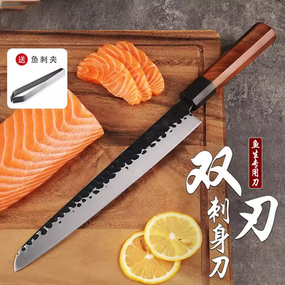日式进口刀具左右手双刃刺身刀三文鱼专用刀生鱼片刀寿司刀料理刀