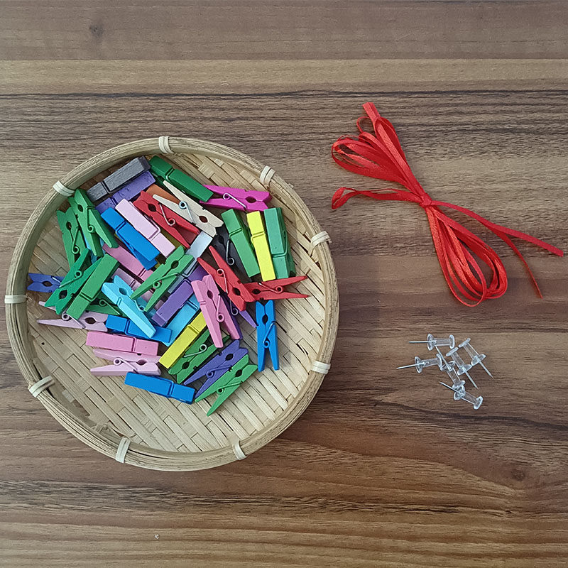 卡通照片夹小木夹子氛围感布置奶茶店幼儿园可爱墙面装饰丝带麻绳