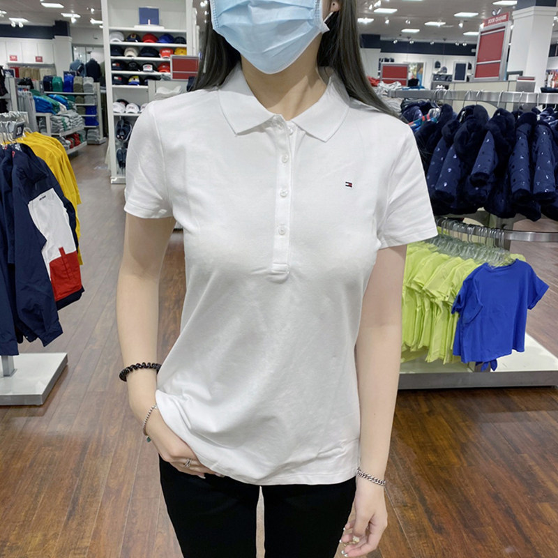 BUY TOMMY TOMMY SUMMER SHORT SLEEVE POLO SHIRT WOMENS T-SHIRT 4 BUTTONS SOLID COLOR SLIM BUSINESS CASUAL BASE SHIRT