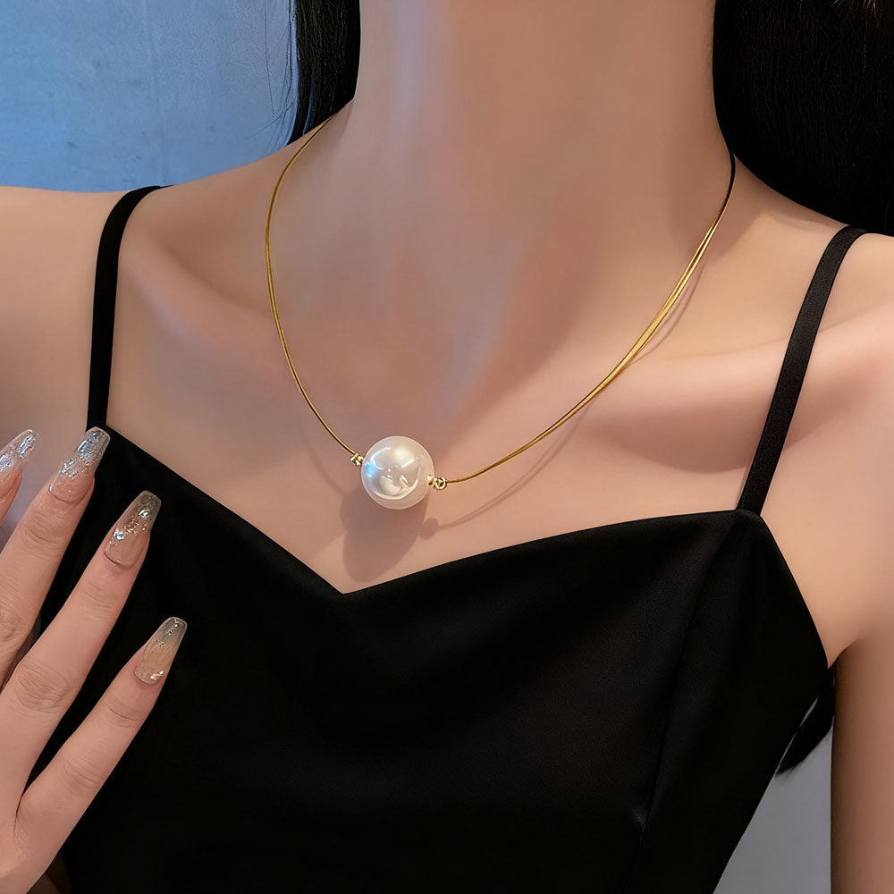 法式复古简约单颗珍珠吊坠项链女气质轻奢高级感金丝线锁骨链颈链,饰品/流行首饰/时尚饰品新,项链,淘宝优惠券,粉丝福利购,淘宝优惠卷