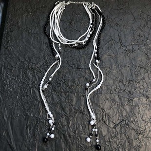 法式长款十字架珍珠爱心项链女串珠链条轻奢毛衣链小众百搭锁骨链