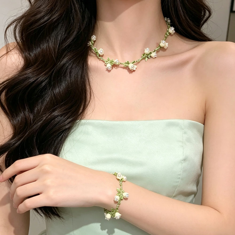 仙女风白色铃兰花项链手链法式小清新优雅气质时髦轻奢锁骨链手串