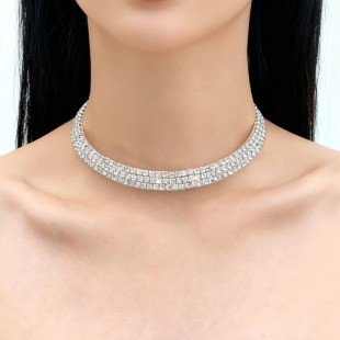 法式 复古超闪满钻三层项圈项链女轻奢高级感新娘名媛气质优雅颈链