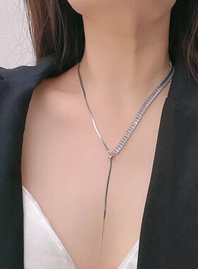 韩式可调节镶钻锆石蛇骨链项链女