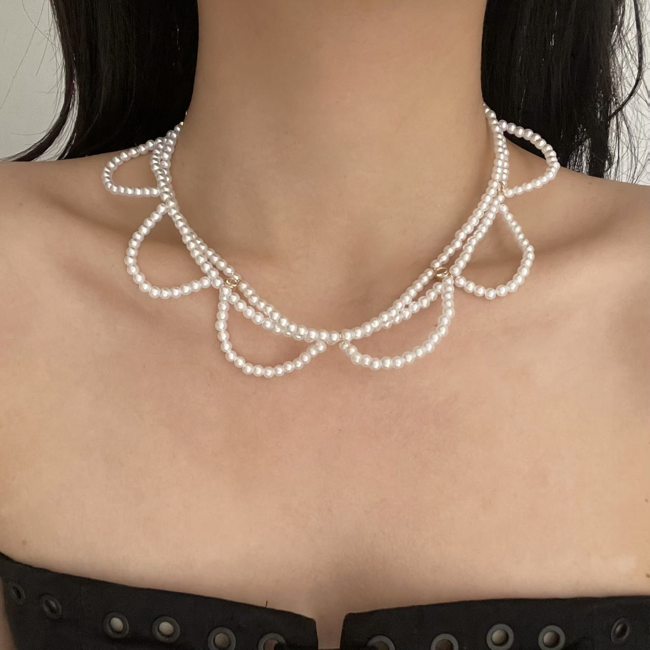 法式复古优雅珍珠流苏项链女