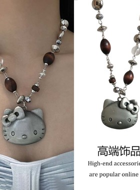甜美可爱卡通KT猫咪吊坠项链女款