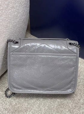 私定高品 新款D扣NIKI包小号褶皱油蜡皮链条包单肩斜跨包真皮女包