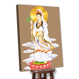 观音观世音菩萨绷框钻石画非成品绷好内框自己贴客厅免装裱竖版5d