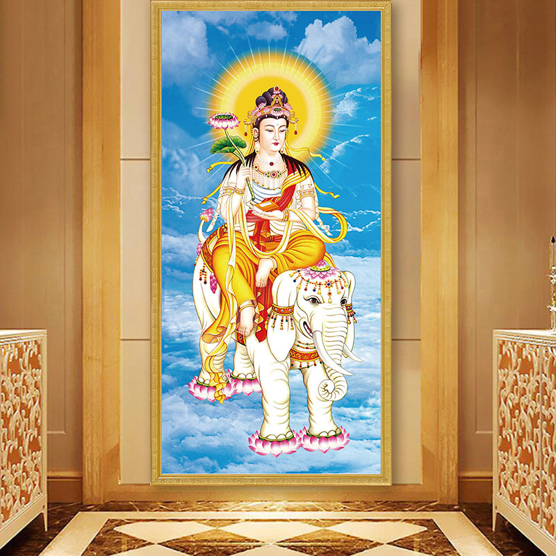 钻石画2019新款满钻客厅华严三圣普贤菩萨点贴钻十字绣线绣钻石绣