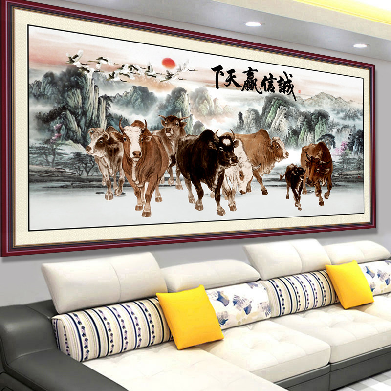 钻石画新款满钻客厅诚信赢天下群牛图牛气冲天点贴钻钻石绣十字绣