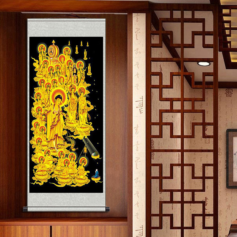 钻石画满钻客厅全佛图阿弥陀佛接引图佛法无边点钻十字绣线绣金身