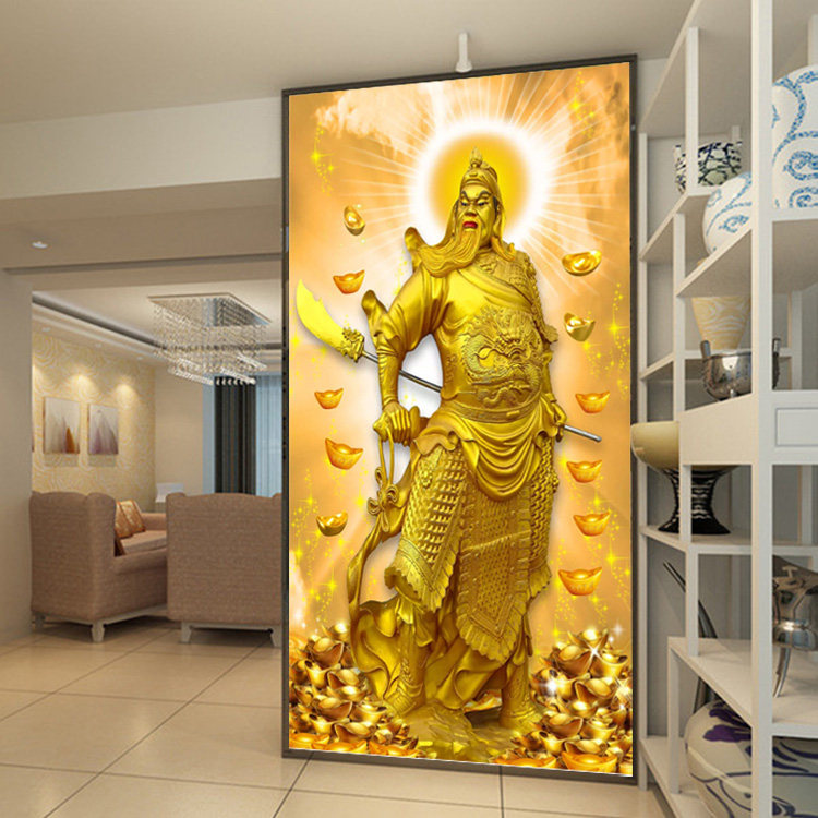 贴钻十字绣财神爷佛光普照关羽武财神玄关门神镇宅刺绣钻石画满钻