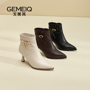 美拉德马丁靴高跟鞋 戈美其商场同款 爆款 冬季 不累脚 短靴子2025新款