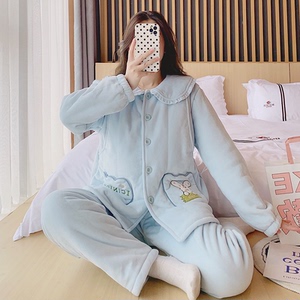 2024新孕妇睡衣秋冬款加绒月子服婴儿绒夹棉产后哺乳期家居服保暖