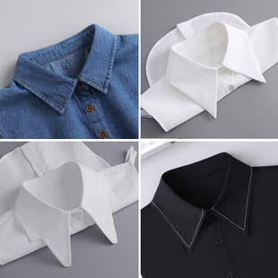 休闲牛仔尖领假领子女百搭简约时尚春秋配衣服内搭衬衫领衬衣假领