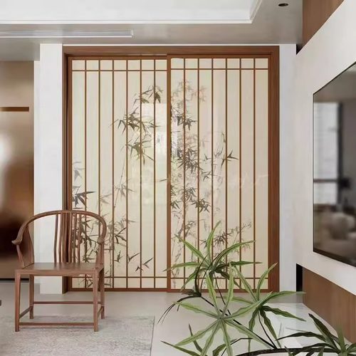 隔断门中古风屏风茶室酒店推拉折叠门宋氏美学格栅移门复古拉门