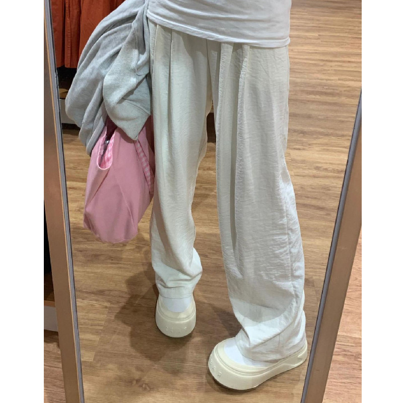 白色奶芙山本裤女秋季新款高腰垂感阔腿裤小个子通勤直筒休闲裤子,女装/女士精品,休闲裤,淘宝优惠券,粉丝福利购,淘宝优惠卷